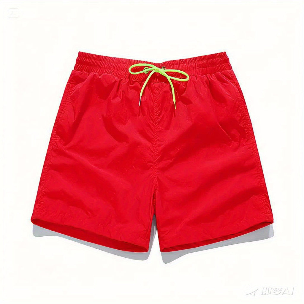 High-Quality Unisex Fashion Casual Shorts - Lightweight, Stretchy Polyester Fabric, Solid Color with Pockets, Drawstring Waist - Perfect for Outdoor Activities, Running, Hiking & Weekend Casual