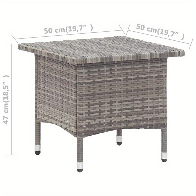 Table basse grise 19.69x19.69x18.5 pouces en rotin synthétique