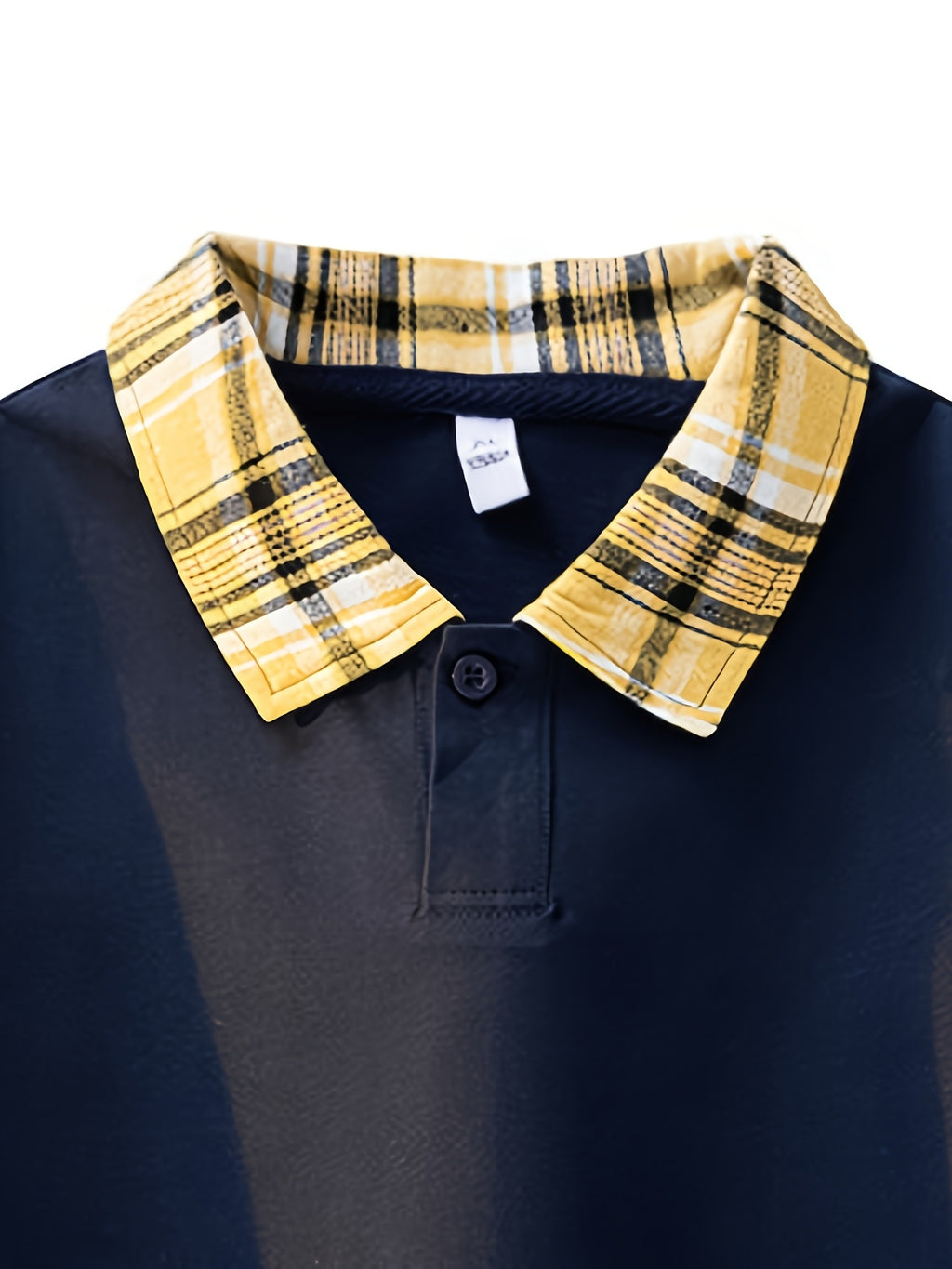 Men'S Casual Color Block Polo Shirt - Short Sleeve, Breathable Polyester, Summer Essential with Yellow and White Check Collar, Relaxed Fit for Weekend Attire, Casual Summer Shirt | Check Pattern Shirt | Polyester Fabric