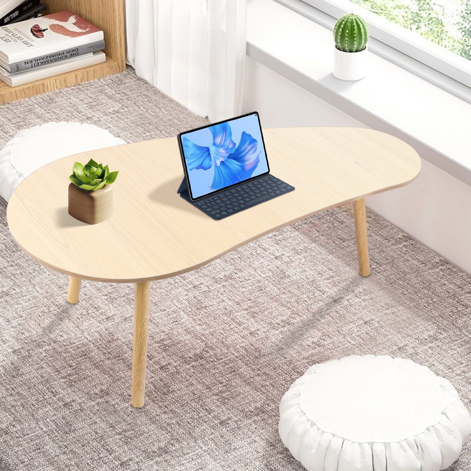 Petit Table À Café, Table À Thé Moderne Du Milieu Du Siècle, Centre de Salon Minimaliste Avec Table À Café En Forme de Mango
