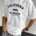 A Stylish Loose-Fitting White T-Shirt for Men with a Trendy Letter Print, Perfect for Casual Wear.