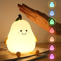 Cute Smiling Pear-Shaped LED Night Light - Touch Control, USB Rechargeable, Adjustable Brightness Silicone Bedside Lamp for Cozy Bedroom Atmosphere, Lithium Battery, Modern Design, Perfect for Nighttime Use, Night Light for Bedroo