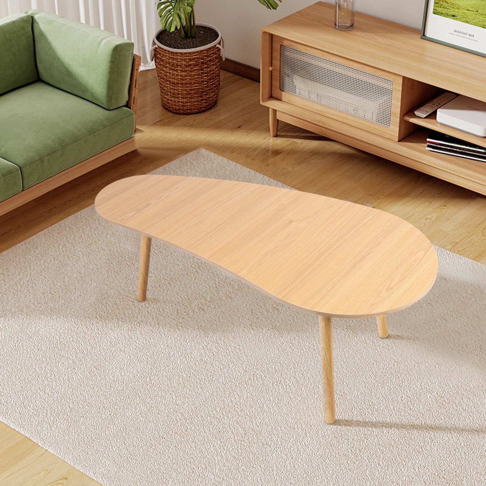 Petit Table À Café, Table À Thé Moderne Du Milieu Du Siècle, Centre de Salon Minimaliste Avec Table À Café En Forme de Mango