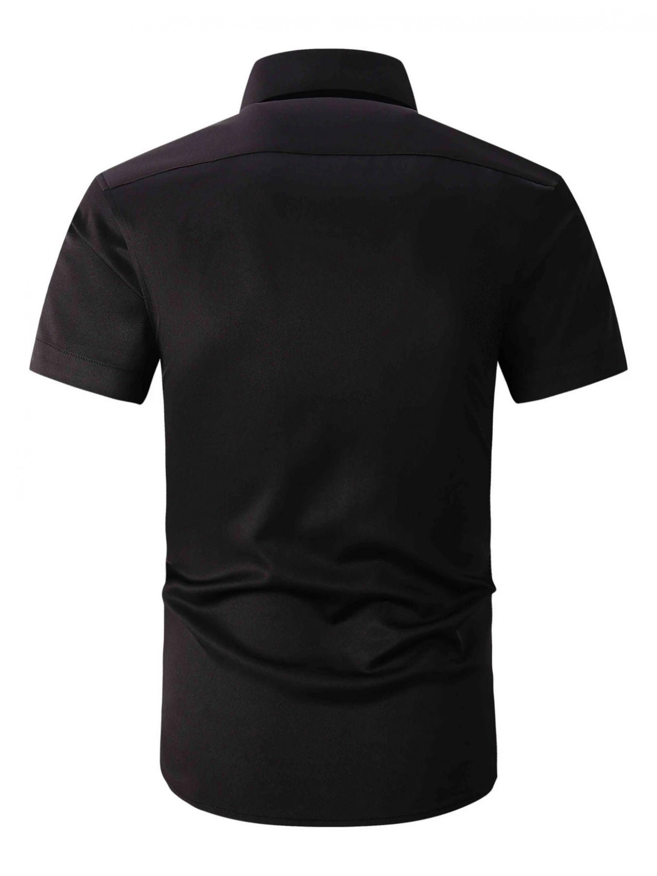 Men'S Solid Color Short Sleeve Dress Shirt - Business Casual Button-Up with Collar, Regular Fit for Office, Parties & Casual Outings (Spring\u002FFall), Short Sleeve Dress Shirt, Spring Fall Attire, Classic Collar, Nonstretch Fabric