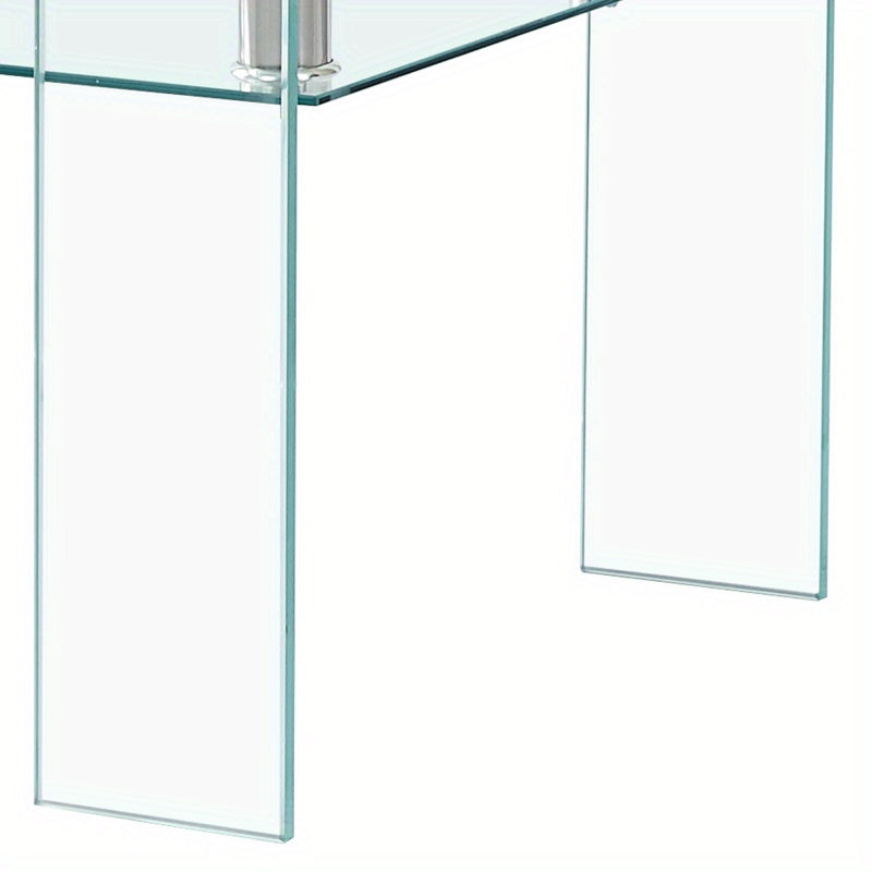 Table à café en verre transparente, table à café moderne en verre pour le salon, table à café de stockage à 2 niveaux, table à thé en verre trempé, sans batterie