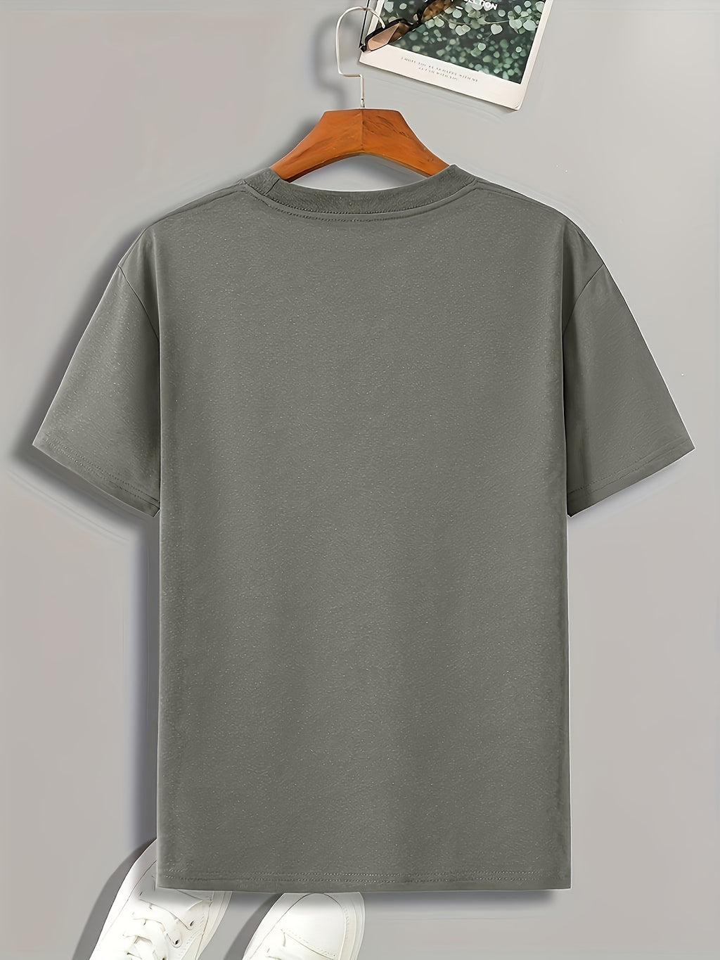 1pc Men'S Fashion Casual Crew Neck T-Shirt, 100% Polyester Knit Fabric, Slight Stretch, Alphabet Pattern, Summer Short Sleeve Tee